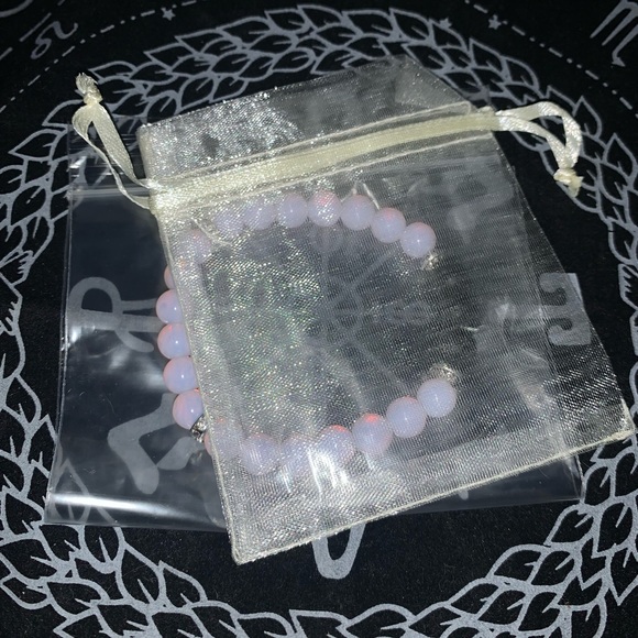 New✋🏼made AAAAA Pink Opal Natural 💎Stone Stretch Bracelet w Zircon Rondell’s - Picture 10 of 14